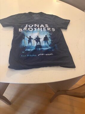 Jonas Brothers Navy Graphic Tee - Blue and White Concert Design